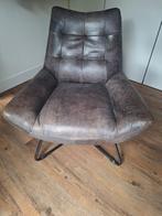 Leren fauteuil,  grijs, Huis en Inrichting, Fauteuils, Ophalen, Gebruikt, Minder dan 75 cm, Leer