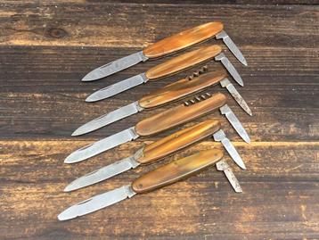 Vintage antiek Celluloid Herder Solingen zakmes mes set beschikbaar voor biedingen