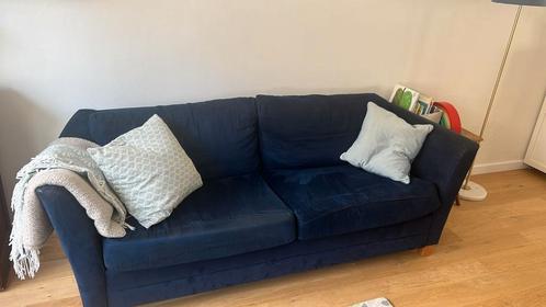 2,5 zits bank, velours donkerblauw, Huis en Inrichting, Banken | Bankstellen, Gebruikt, Ophalen