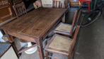 Vintage keukentafel met 4 stoelen, Ophalen of Verzenden, Gebruikt, Rechthoekig, 50 tot 100 cm