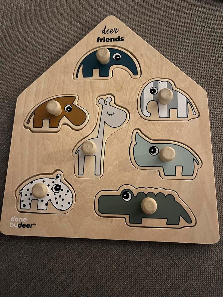 Done by Deer Houten Puzzel - Dierenvriendjes, Kinderen en Baby's, Speelgoed | Kinderpuzzels, Zo goed als nieuw, 6 maanden tot 2 jaar