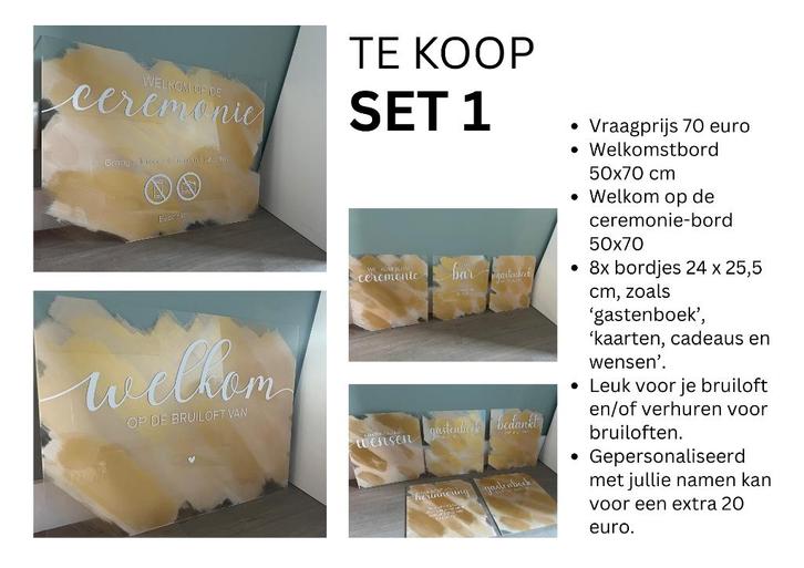 Te koop: Welkomstborden & bruiloft decoratie, Hobby en Vrije tijd, Feestartikelen, Zo goed als nieuw, Versiering, Geboorte of Huwelijk