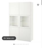 Witte Besta opbergcombinatie buffet kast - glazen deurtjes, Huis en Inrichting, Kasten | Buffetkasten, Ophalen, 100 tot 150 cm
