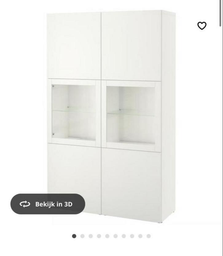 Witte Besta opbergcombinatie buffet kast - glazen deurtjes, Huis en Inrichting, Kasten | Buffetkasten, Gebruikt, 150 tot 200 cm