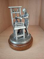 Vintage Tinnen Beeldje Drukker met Drukpers, Verzamelen, Ophalen of Verzenden, Gebruikt