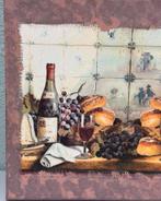 Klassiek Schilderij canvas Delfts blauwe tegels brood wijn, Antiek en Kunst, Ophalen of Verzenden