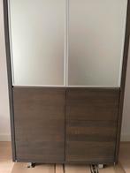 Grote/ vitrinekast smoked maasief eiken, Huis en Inrichting, Kasten | Vitrinekasten, Ophalen, 100 tot 150 cm, 200 cm of meer, Eikenhout