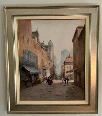 Costa - Geanimeerd Straatzicht, Olieverf beschikbaar voor biedingen