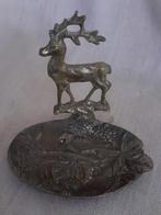 Bronzen vide poche met edelhert met gewei,  vogel, Ophalen of Verzenden