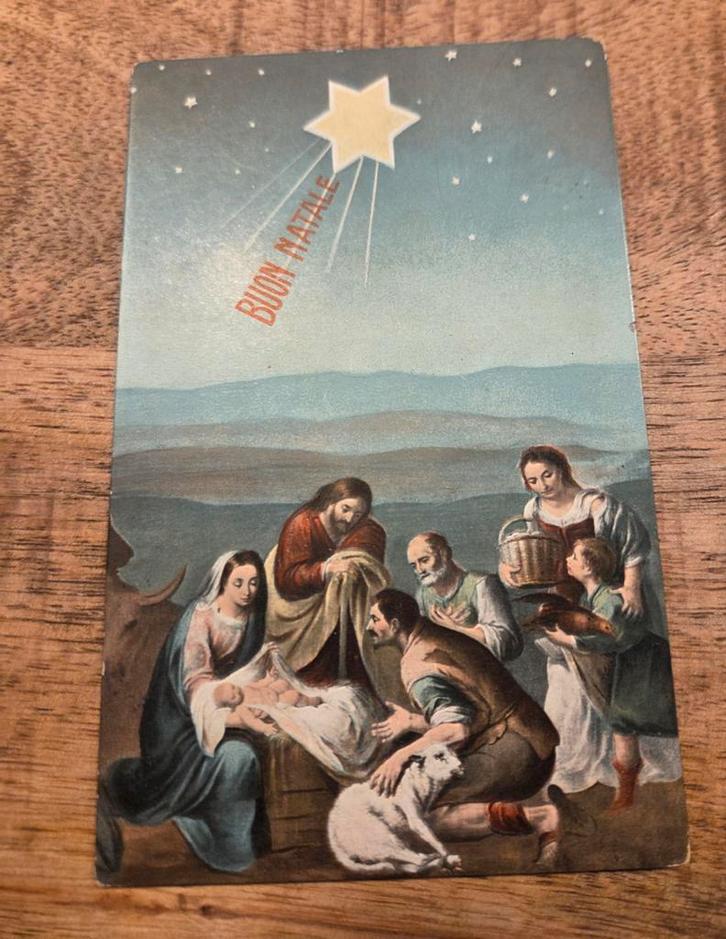 Antieke Italiaanse kerstkaart - kerstverhaal - Religie, Verzamelen, Ansichtkaarten | Themakaarten, Gelopen, 1920 tot 1940, Verzenden
