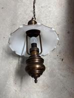 Vintage hanglamp met glazen kap, Ophalen, Gebruikt, Glas, Minder dan 50 cm
