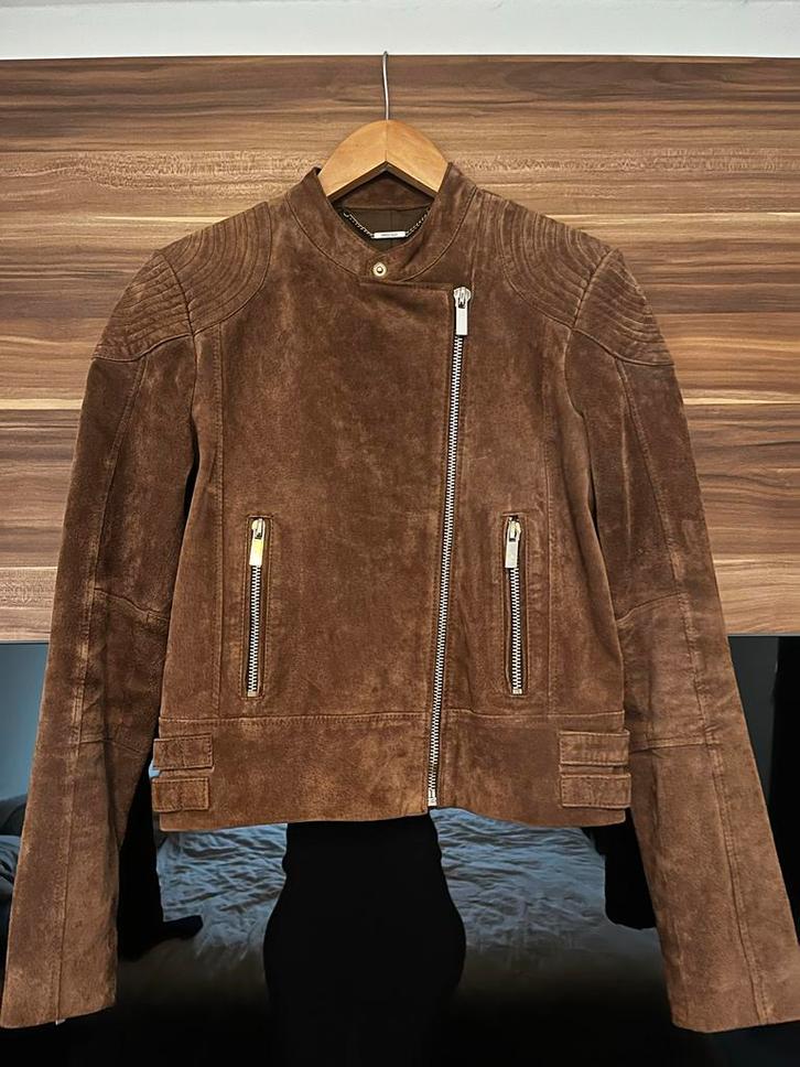 Bruin Mango Suède Jas - Maat S, Kleding | Dames, Jassen | Zomer, Gedragen, Maat 34 (XS) of kleiner, Bruin, Ophalen of Verzenden