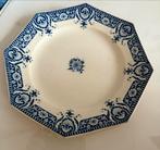 Antiek blauw-wit bord met bloemmotief, Ophalen of Verzenden