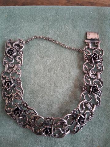 Echt zilveren armband, vintage met rozen  beschikbaar voor biedingen