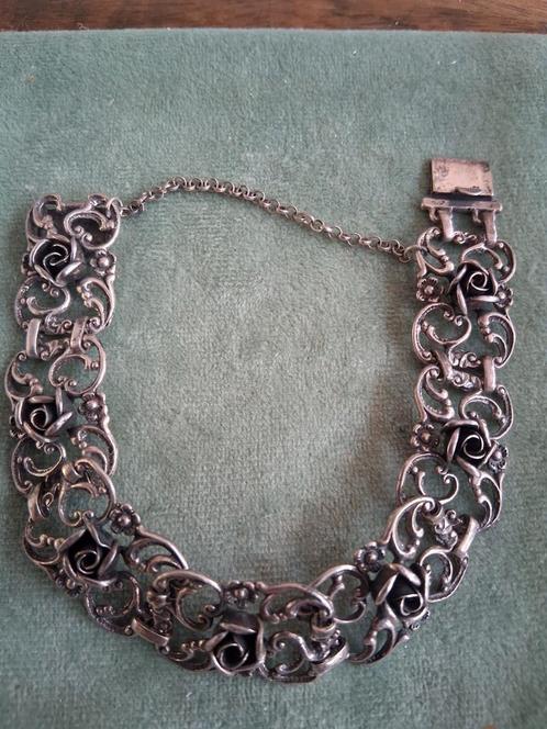 Echt zilveren armband, vintage met rozen, Sieraden, Tassen en Uiterlijk, Armbanden, Gebruikt, Zilver, Zilver, Ophalen of Verzenden
