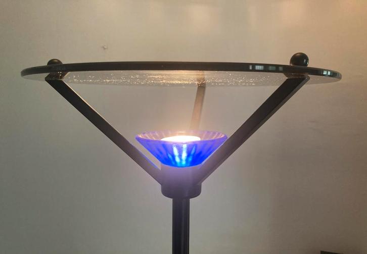 Vintage 80’s Relux Milano Dimbare Vloerlamp, Huis en Inrichting, Lampen | Vloerlampen, Gebruikt, 150 tot 200 cm, Glas, Metaal