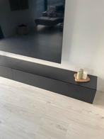 Zwart TV meubel - 160cm breed, zgan, Huis en Inrichting, Ophalen, Kunststof, 150 tot 200 cm, Zo goed als nieuw