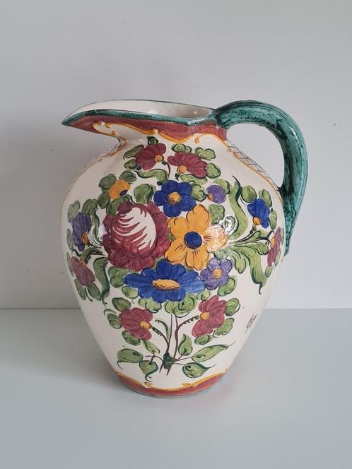 handgeschilderde karaf, kruik, vaas - RIGO, Antiek en Kunst, Curiosa en Brocante, Ophalen of Verzenden