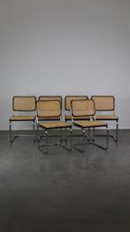 6 vintage Marcel Breuer design stoelen, Thonet model S32, Vijf, Zes of meer stoelen, Design, Zo goed als nieuw, Zwart