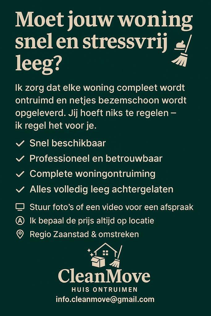CleanMove | Huis Ontruimen | Snel & Bezemschoon, Diensten en Vakmensen, Verhuizers en Opslag