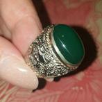 Ring maat 18,5 batu akik Garut Kalsedony hijau Indonesie, Ophalen of Verzenden, Zo goed als nieuw, 18 tot 19, Dame of Heer