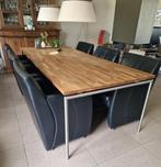 Eetkamerstoelen 6stuk Morres zwart dicht leer, Huis en Inrichting, Stoelen, Ophalen, Gebruikt, Zwart, Fauteil