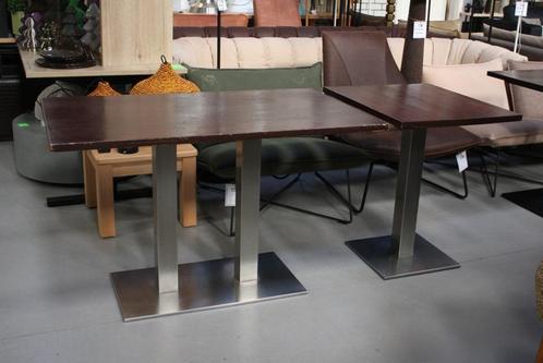 24x tafel eettafel metaal RVS hout horeca cafe restaurant, Huis en Inrichting, Tafels | Eettafels, Gebruikt, Rechthoekig, Overige houtsoorten