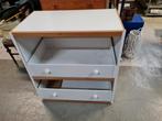 Witte commode met houten accenten, Ophalen, Gebruikt, Minder dan 75 cm, Minder dan 50 cm