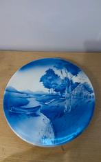 Blauw Delfts bord met landschap, Ophalen of Verzenden