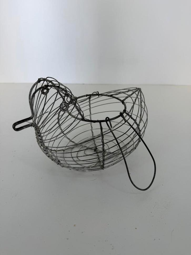 Vintage draadmandje kip – eiermand, Antiek en Kunst, Curiosa en Brocante, Ophalen of Verzenden