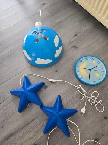 Kinderkamer set: Lamp, Klok & Sterrenlichtsnoer beschikbaar voor biedingen