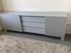 Dressoir grijs met glazen bovenkant, Huis en Inrichting, Kasten | Dressoirs, Ophalen, Gebruikt, 200 cm of meer, Modern