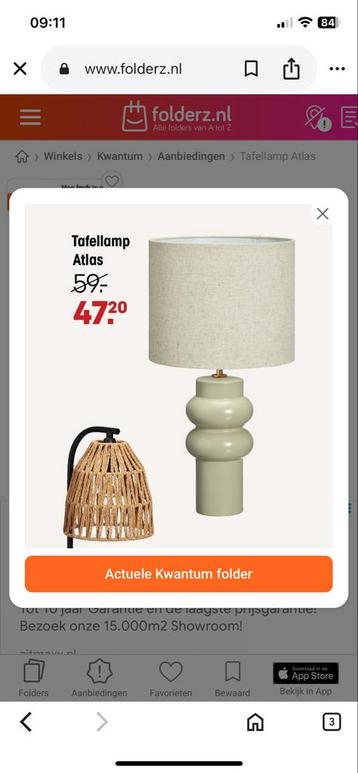 Tafellamp Atlas - Linnen Kap beschikbaar voor biedingen