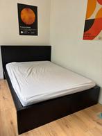 Ikea Malm zwart fineer +gratis lattenbodems en matras/topper, Huis en Inrichting, Ophalen, Gebruikt, Zwart, Tweepersoons