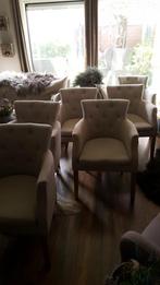 Stoelen linnen gecapitonneerd landelijk sober 6 x stoel, Vijf, Zes of meer stoelen, Gebruikt, Stof, Ophalen