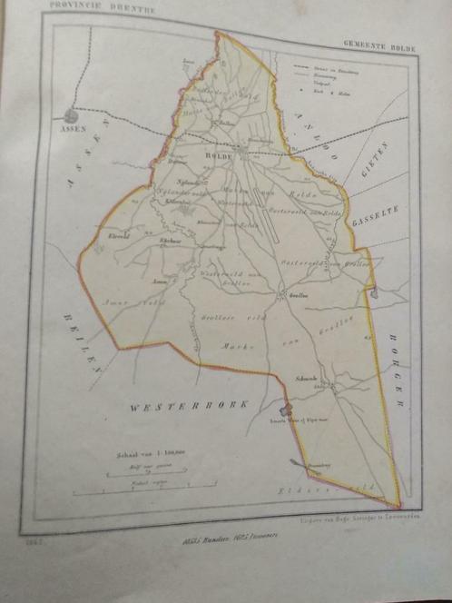 23 / Rolde / Schoonlo / Grolloo / Litho 1865  Kuyper  DR, Antiek en Kunst, Kunst | Litho's en Zeefdrukken, Ophalen of Verzenden