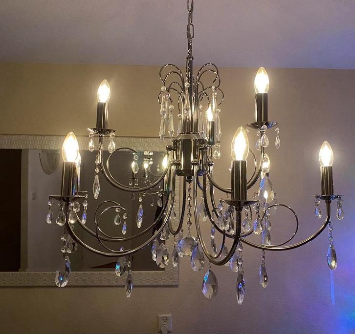 Kristallen Kroonluchter - Geslepen Glas, Huis en Inrichting, Lampen | Kroonluchters, Zo goed als nieuw, Glas, Ophalen