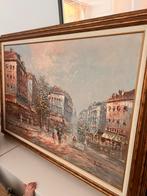 Olieverfschilderij “Parijs Straatbeeld” gesigneerd Burnett, Ophalen of Verzenden