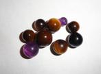 Edelsteen balletjes Tijgeroog Amethist cateye, Ophalen of Verzenden, Zo goed als nieuw
