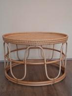 Rond tafeltje riet met rotan, Ophalen, Zo goed als nieuw