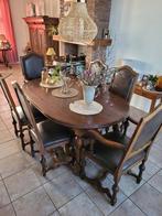 Mahoniehouten eettafel met stoelen, Ophalen of Verzenden, Gebruikt, Klassiek, 4 tot 6 stoelen