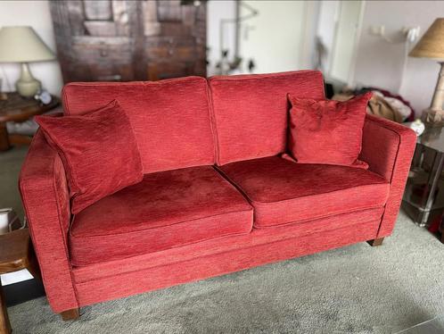 Rode 2 zitsbank gemêleerde stof, Huis en Inrichting, Banken | Sofa's en Chaises Longues, Gebruikt, Tweepersoons, 150 tot 200 cm