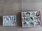 Vintage houten kerstboomhangers engeltjes wit in doosje, Diversen, Kerst, Ophalen of Verzenden, Gebruikt