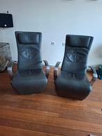 Grijze leren design relax fauteuil, Ophalen, Zo goed als nieuw, 50 tot 75 cm, Modern, design