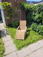 Houten luie ligstoel, Tuin en Terras, Tuinstoelen, Ophalen, Gebruikt