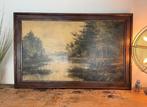 Groot schilderij van bos met houten lijst, Ophalen
