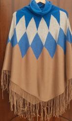 Poncho camel blauw creme 44/46 -one size, Kleding | Dames, Ophalen of Verzenden, Nieuw, Maat 46/48 (XL) of groter, Bruin