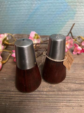 Vintage Scandinavisch zout en peperstel rvs met pallisander beschikbaar voor biedingen
