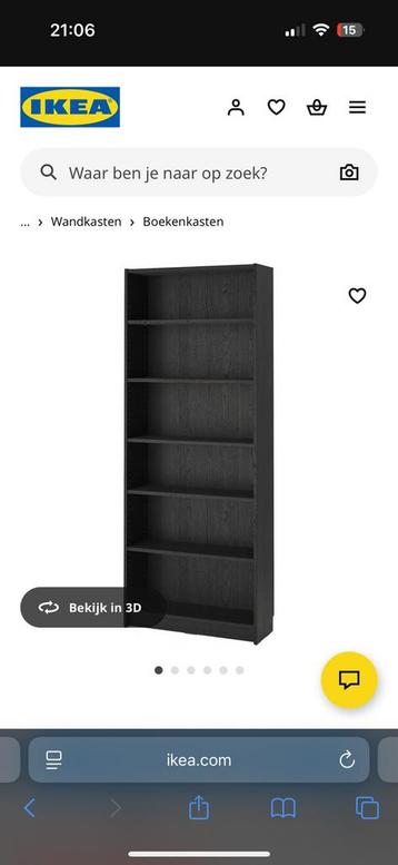 2stuks Billy Ikea Boekenkast zwart eikenpatroon, 80x28x237cm beschikbaar voor biedingen