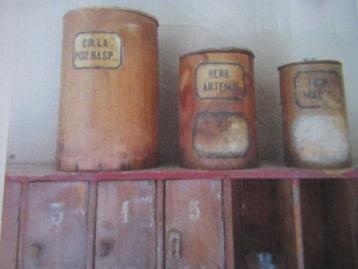 3 antieke FRANSE SPANEN APOTHEKERSPOTTEN/porseleinen knopjes beschikbaar voor biedingen